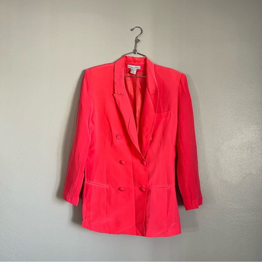 80’s 90’s 100% Silk Vibrant Pink Women's Blazer Stephanie Andrews